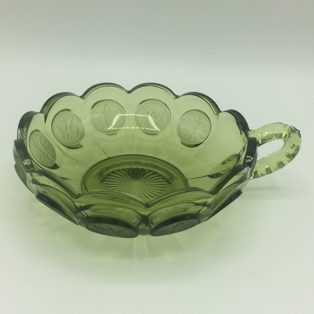 Vintage fostoria coin olive  bowl with holder